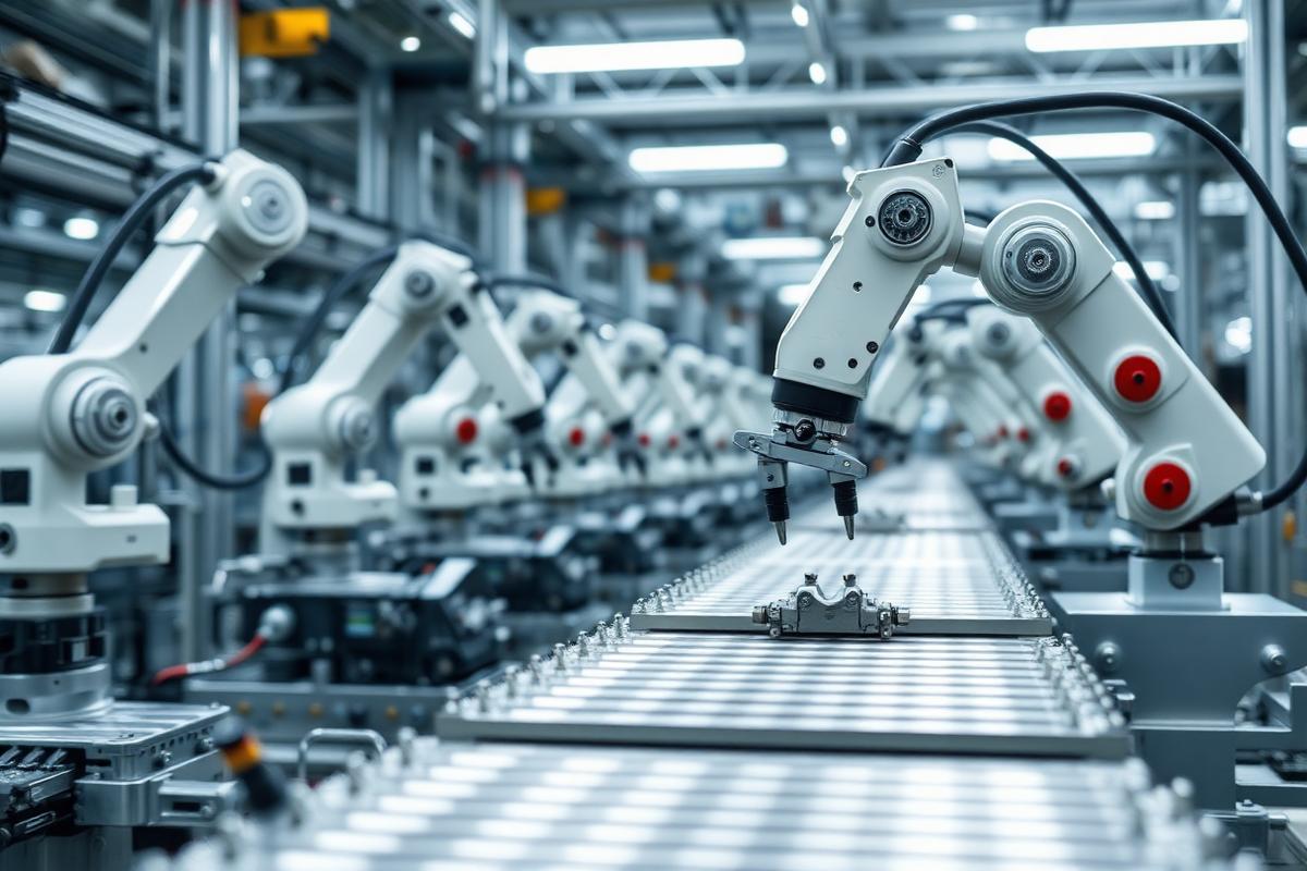Automated production line inside a manufacturing facility